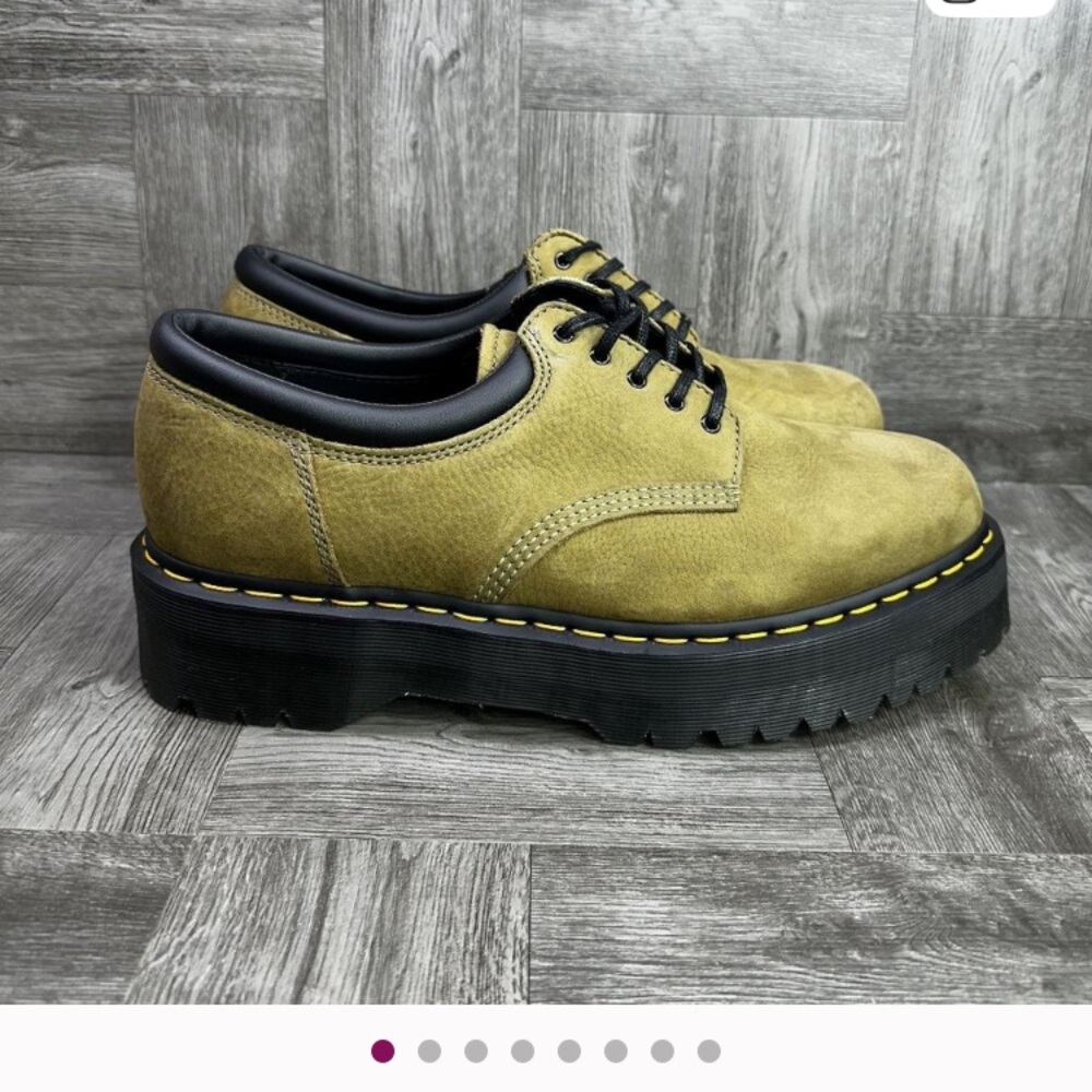 Dr. Martens Green Suede Quad Derby Platform Shoe size 8